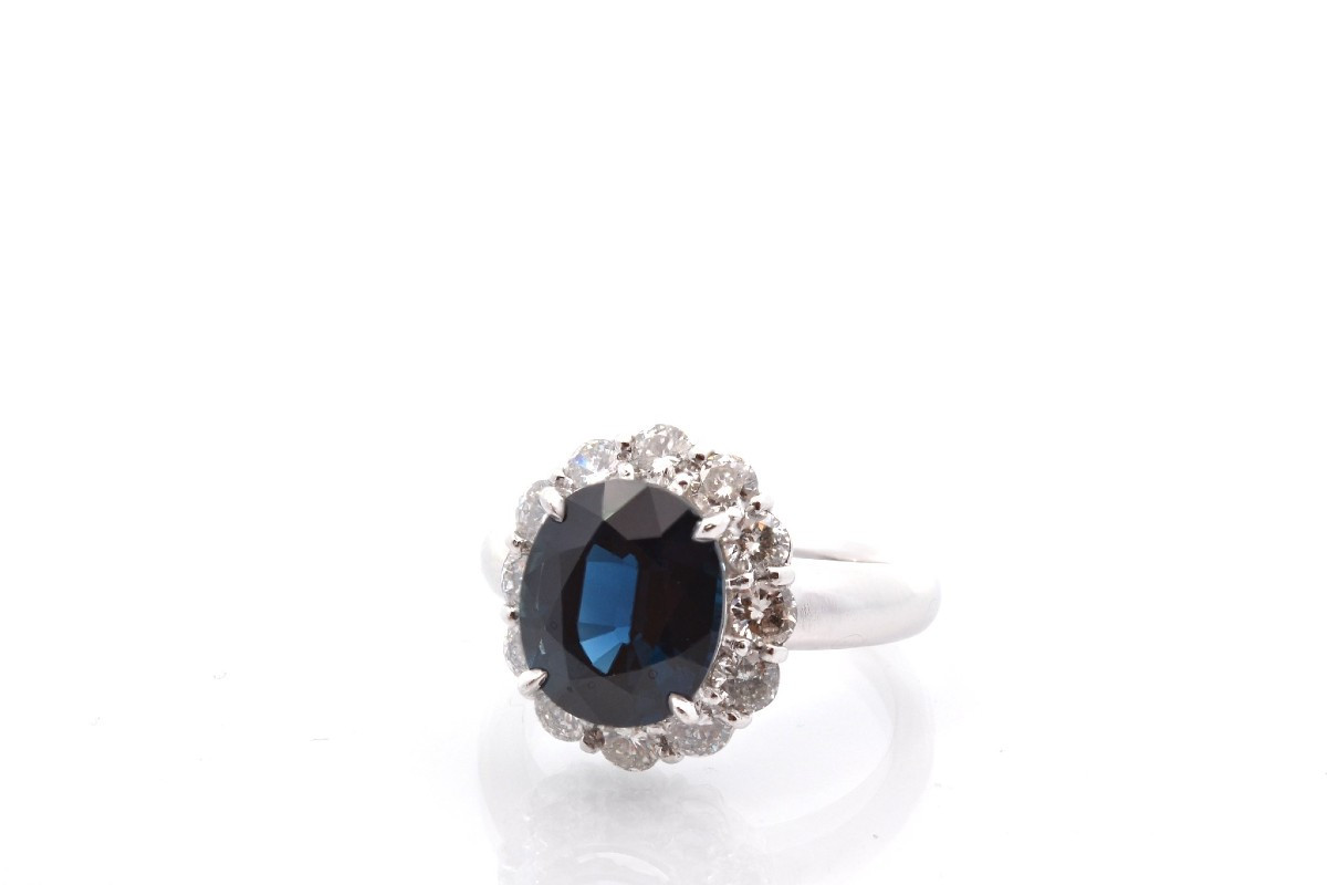 Vintage Sapphire And Diamond Ring In Platinum-photo-4