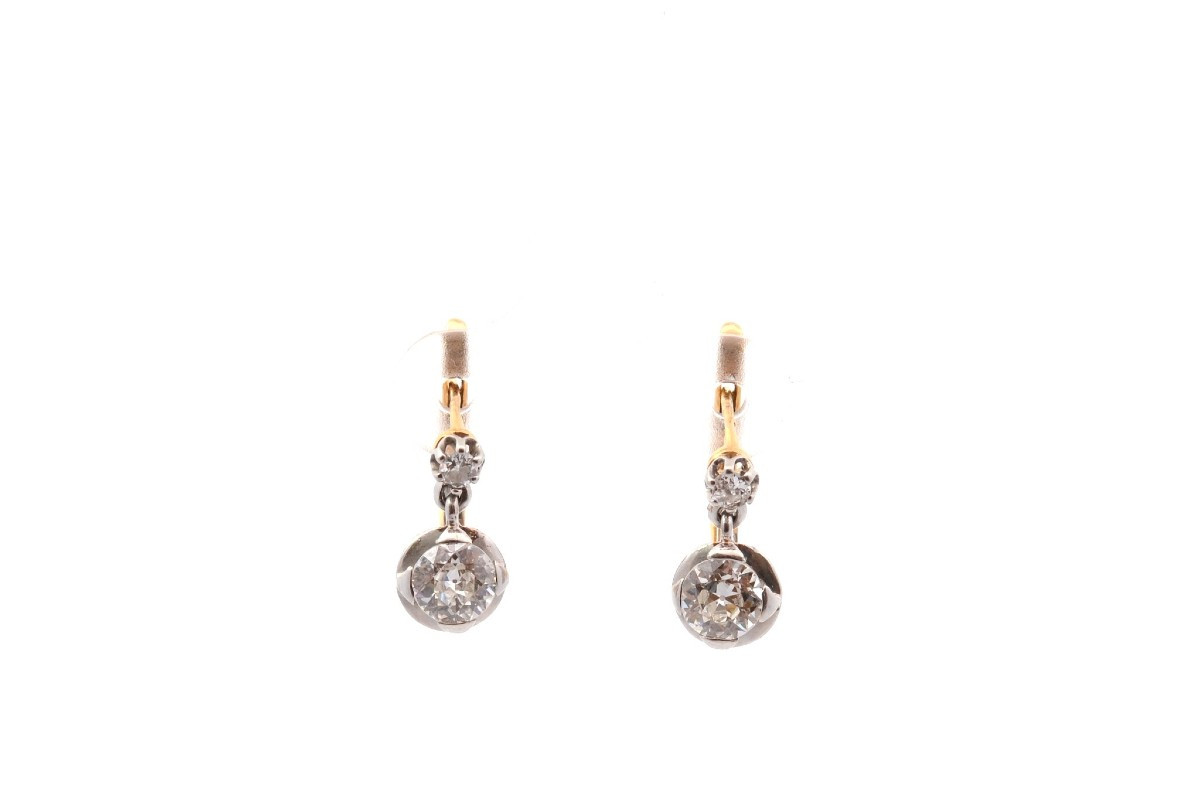 Vintage Diamond Earrings In Gold And Platinum-photo-2