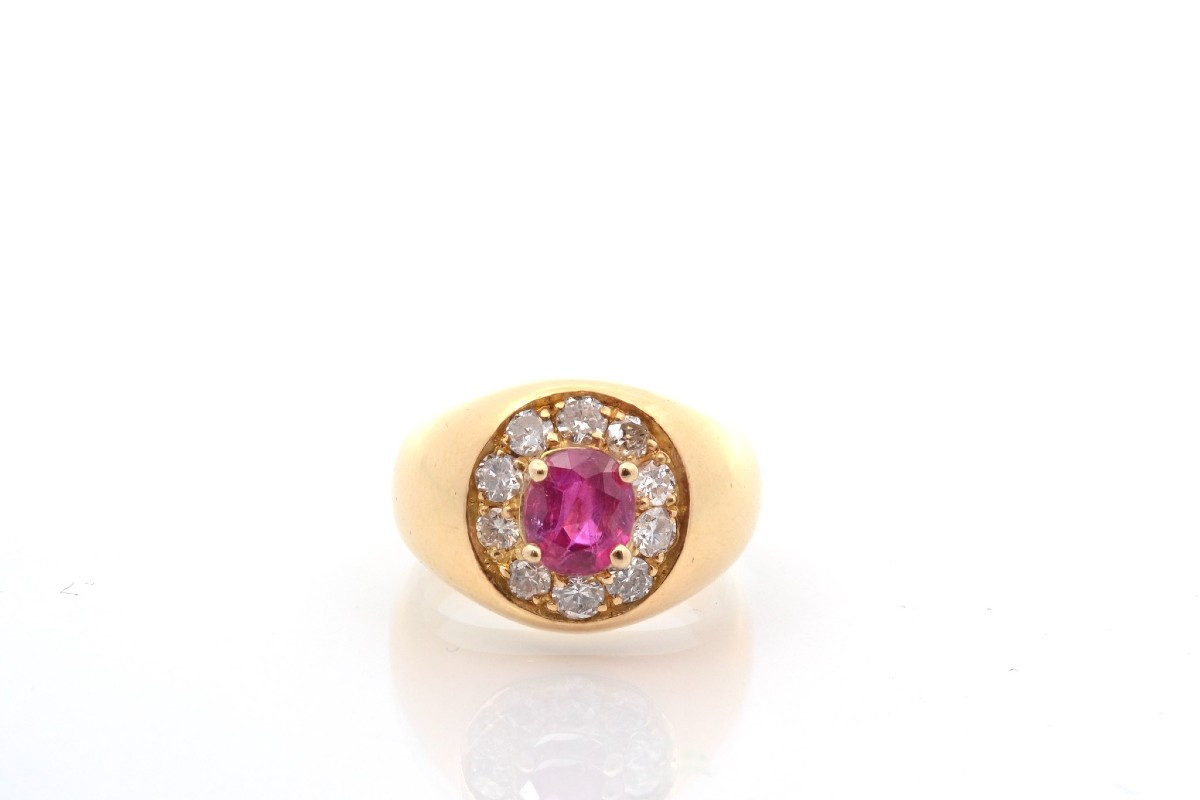 Vintage Ruby And Diamond Ring In 18k Gold-photo-2