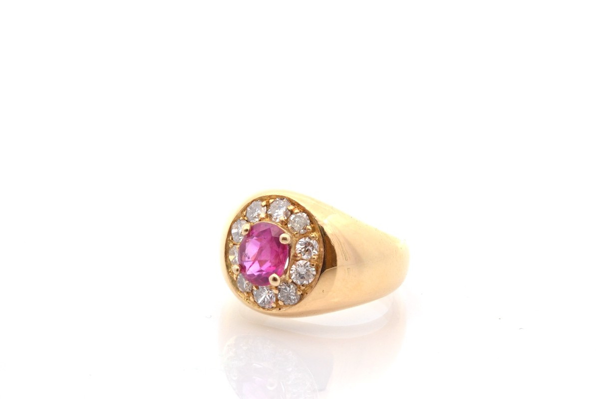Vintage Ruby And Diamond Ring In 18k Gold-photo-4