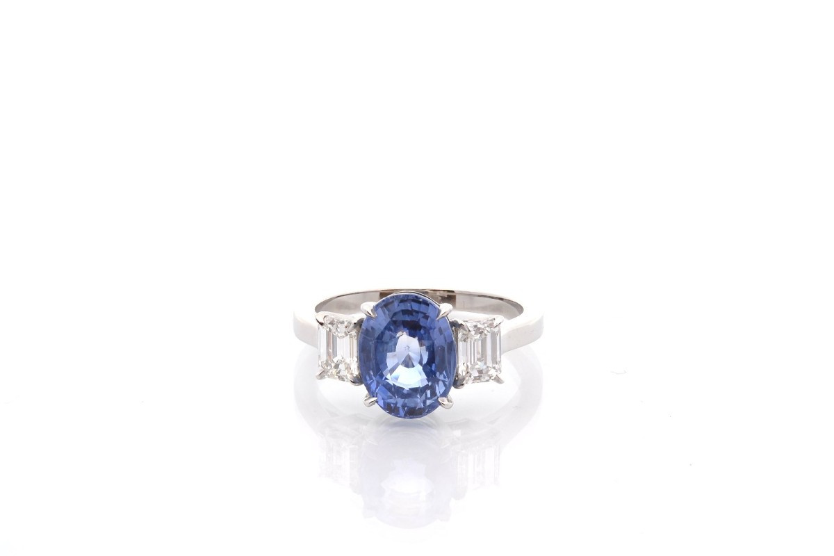 4.22ct Unheated Sapphire And Diamond Ring-photo-2