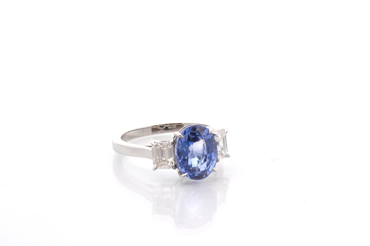 4.22ct Unheated Sapphire And Diamond Ring-photo-3