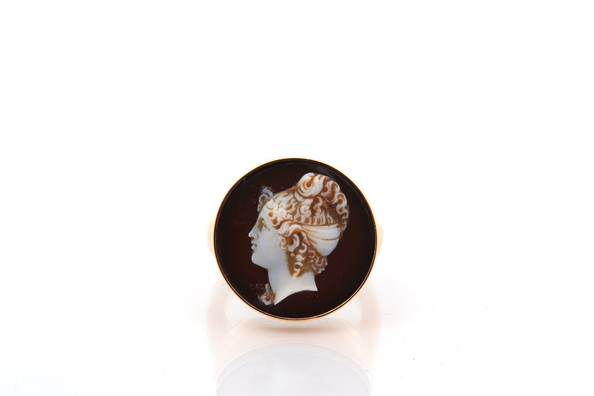 Bague vintage camée en or 18k-photo-2