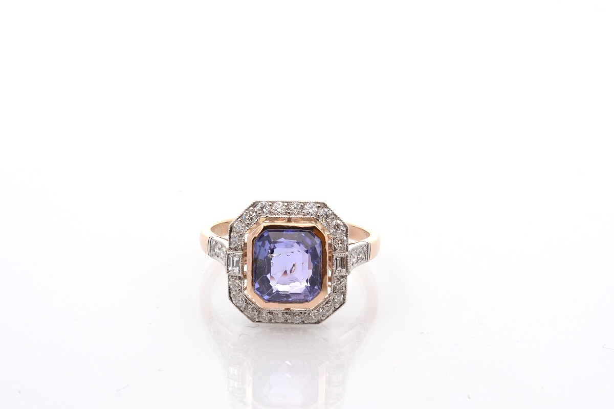 Bague saphir violet de 2,36cts et diamants-photo-2