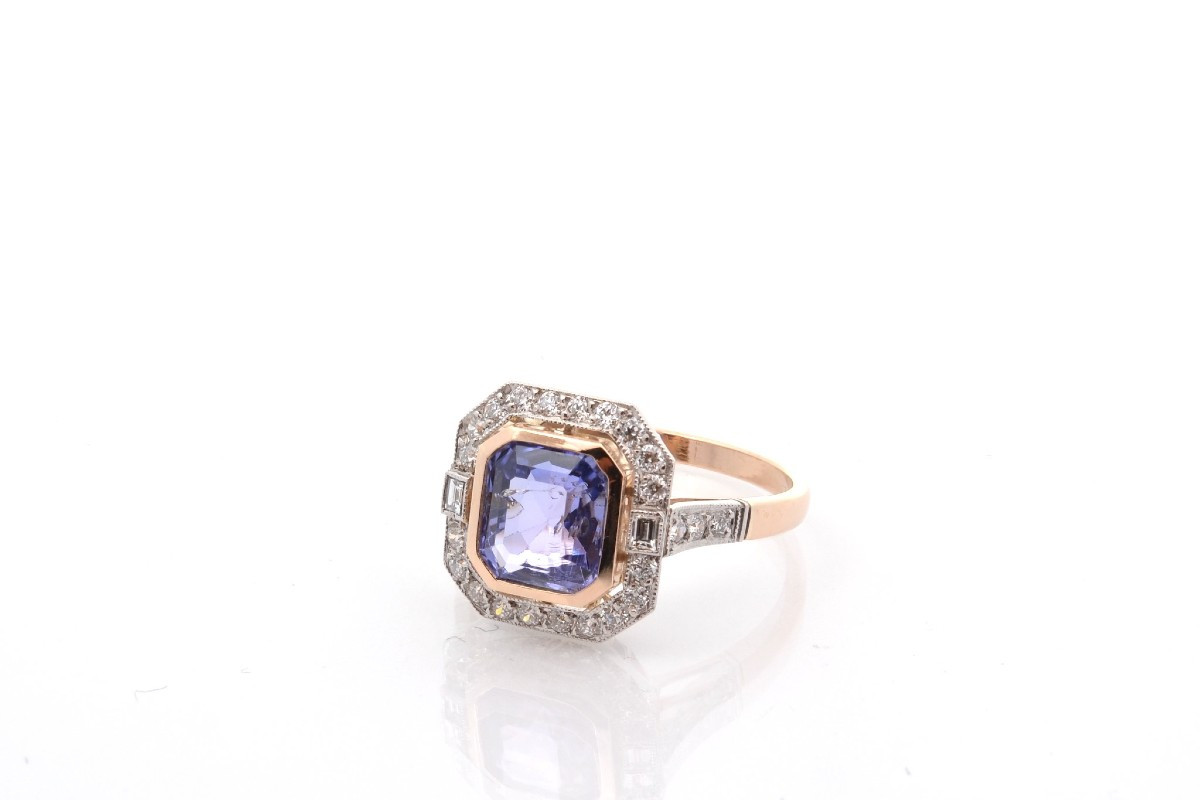 Bague saphir violet de 2,36cts et diamants-photo-4