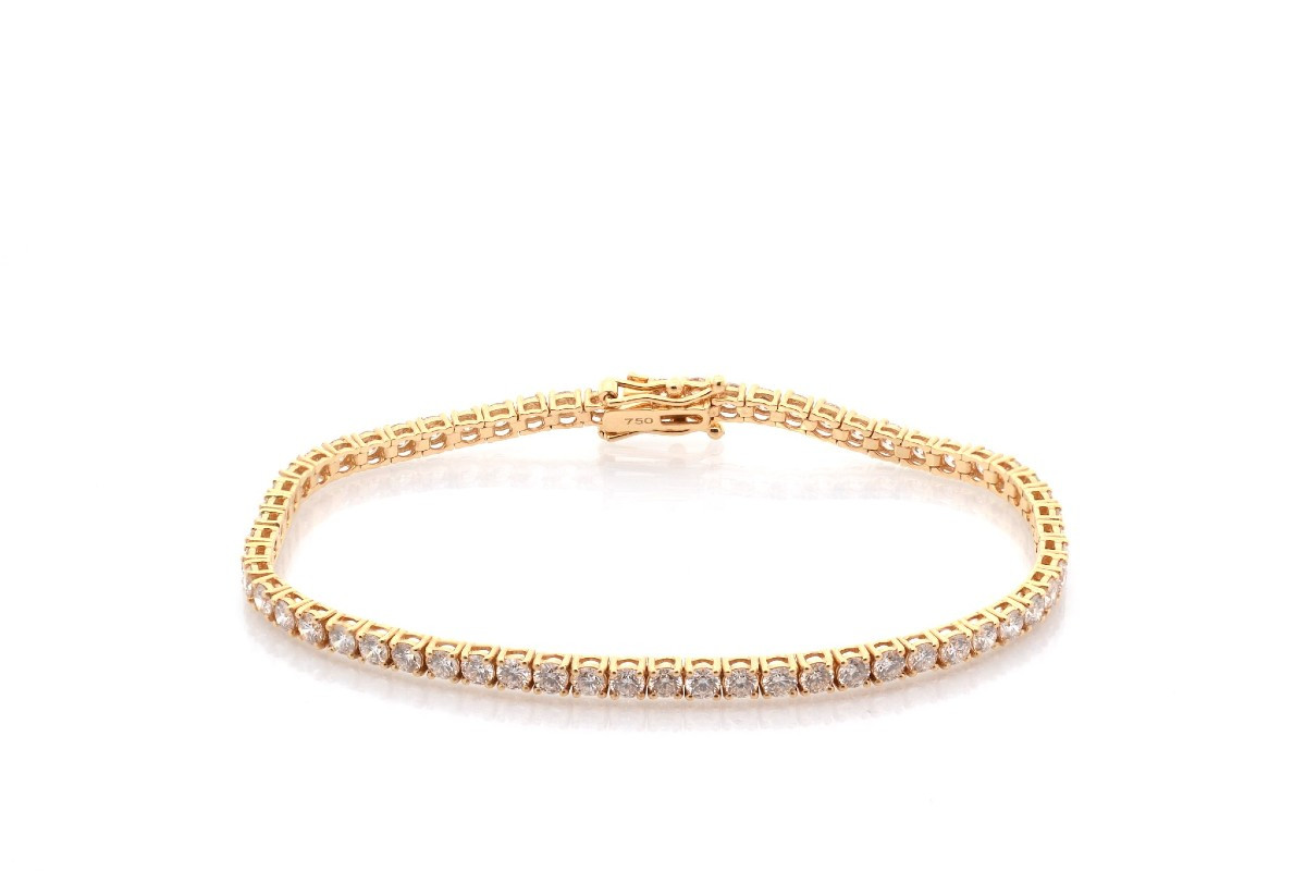Bracelet ligne diamants en or jaune 18k-photo-2