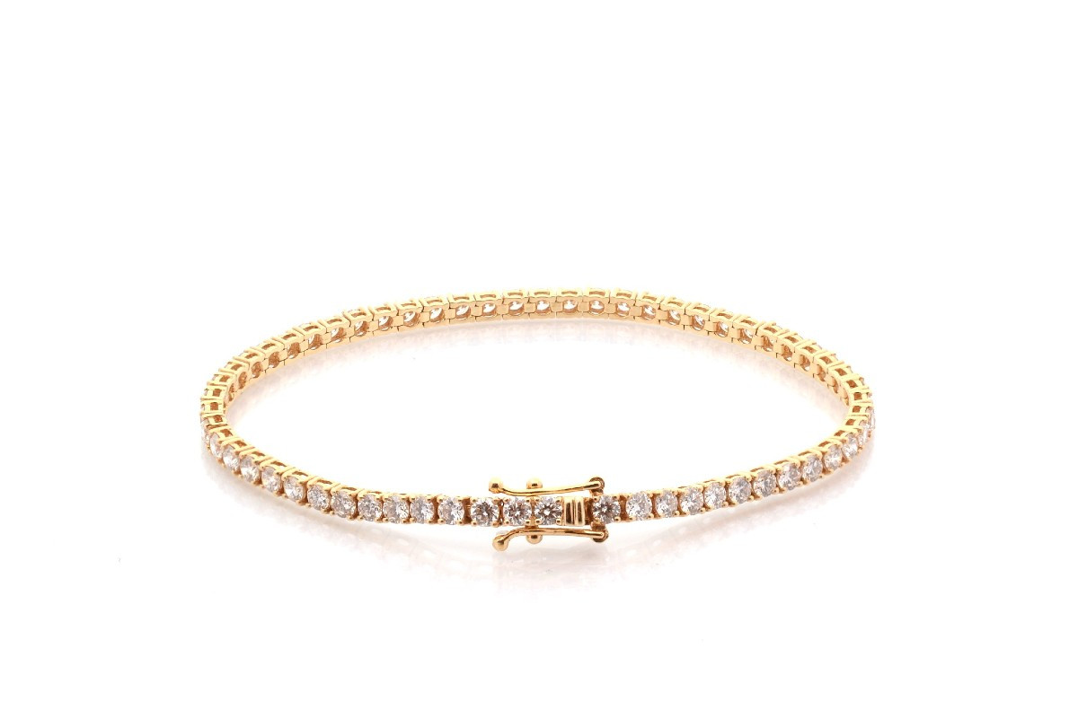 Bracelet ligne diamants en or jaune 18k-photo-3