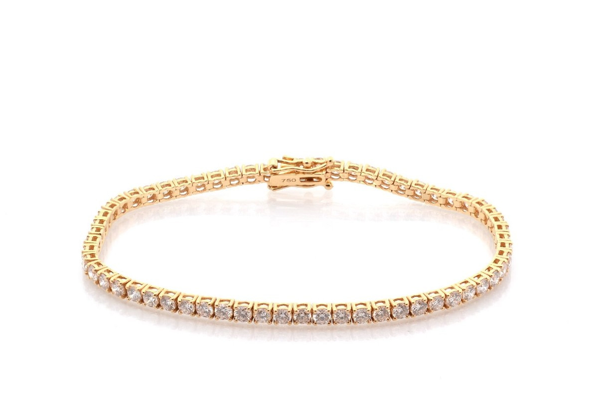 Bracelet ligne diamants en or jaune 18k