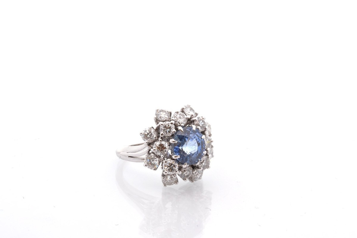 Bague vintage saphir non chauffée de 4,03cts-photo-3