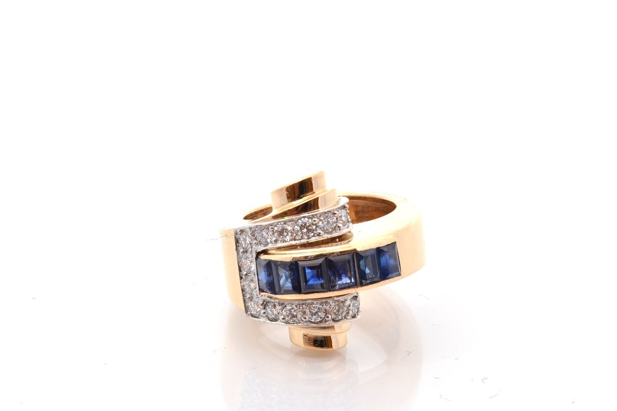 Vintage Boucheron Ring With Sapphires And Diamonds-photo-2