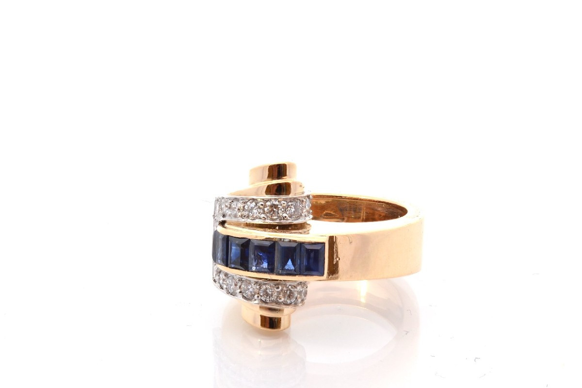 Vintage Boucheron Ring With Sapphires And Diamonds-photo-4