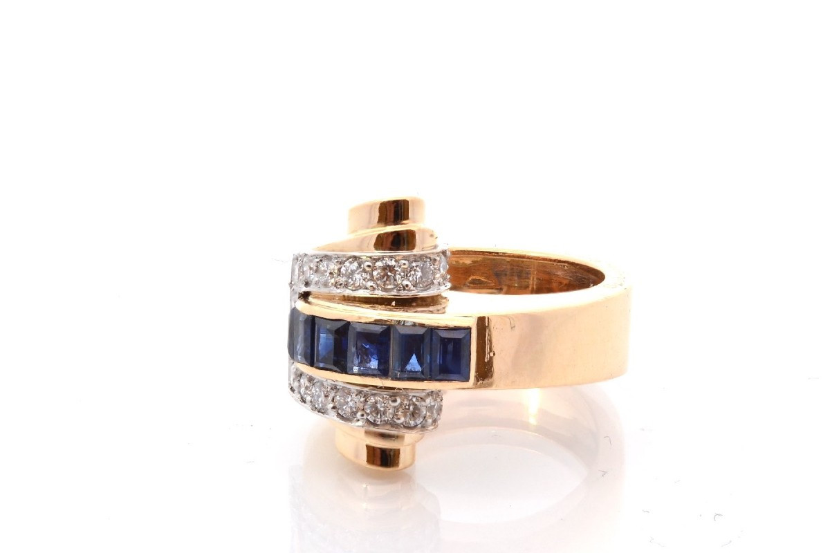 Vintage Boucheron Ring With Sapphires And Diamonds