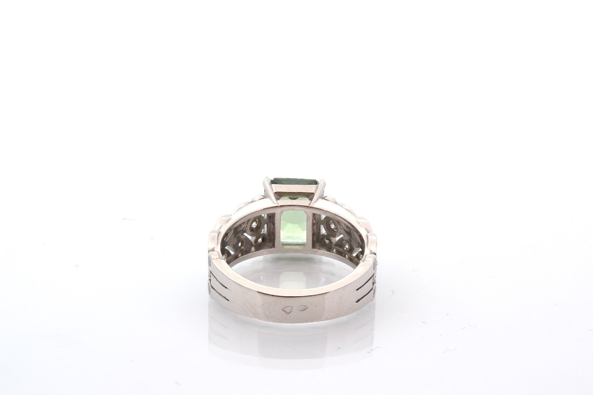 Bague vintage saphir vert de 3,09cts-photo-1