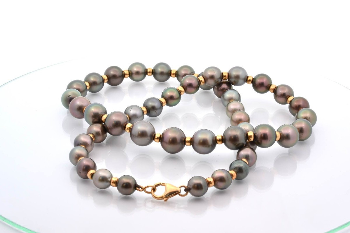 Collier perles de culture de Tahiti en or-photo-3
