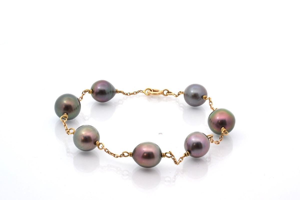 Bracelet perles de culture de Tahiti en or 18k-photo-2