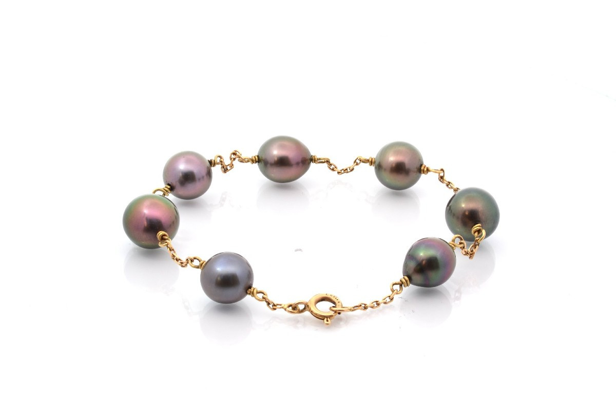 Bracelet perles de culture de Tahiti en or 18k-photo-3