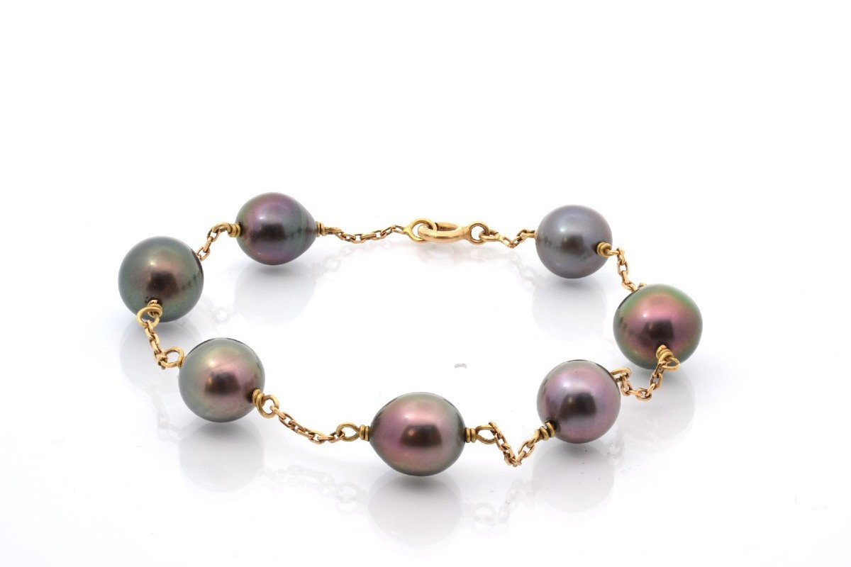 Bracelet perles de culture de Tahiti en or 18k