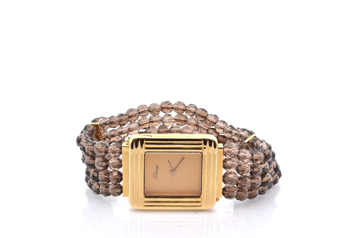 Poiray Watch In 18k Gold And Quartz Beads-photo-3