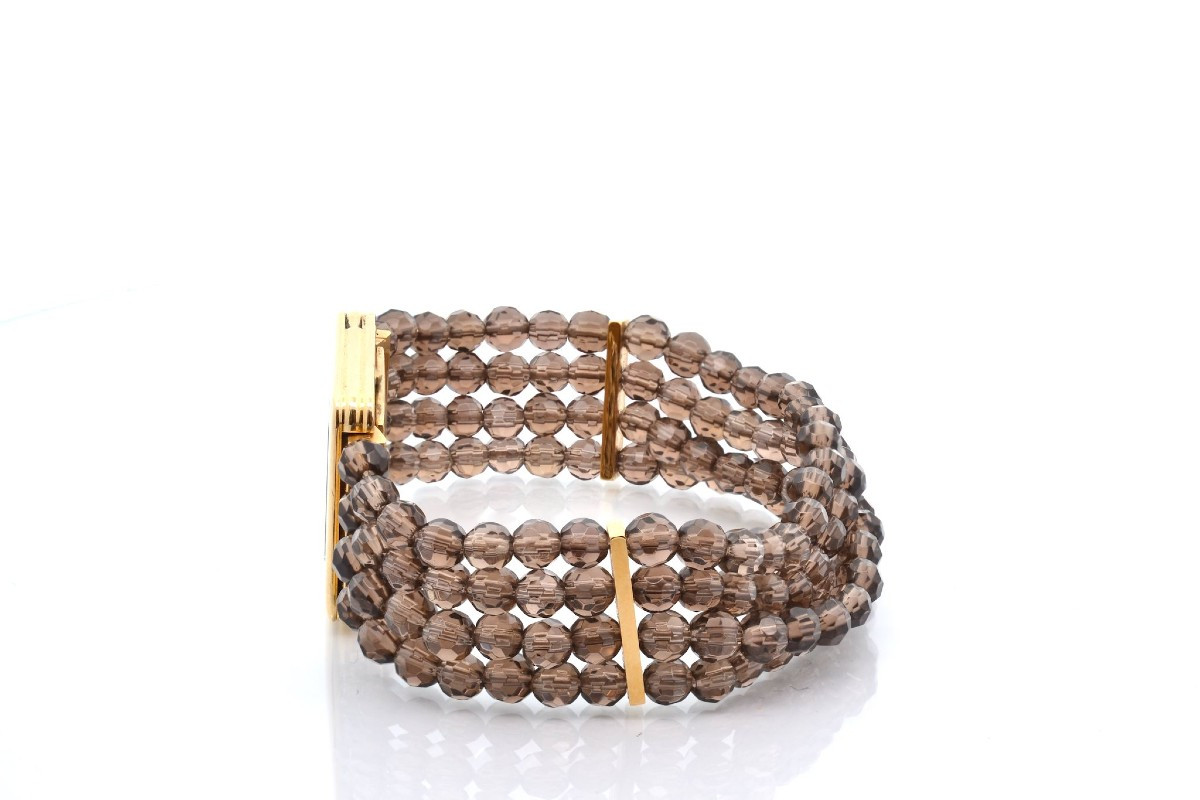 Poiray Watch In 18k Gold And Quartz Beads-photo-4