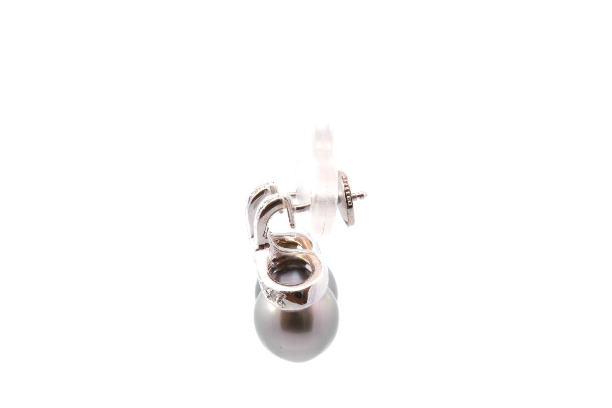 Tahitian Cultured Pearl And Diamond Earrings-photo-3