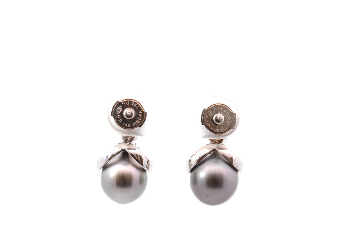 Tahitian Cultured Pearl And Diamond Earrings-photo-4