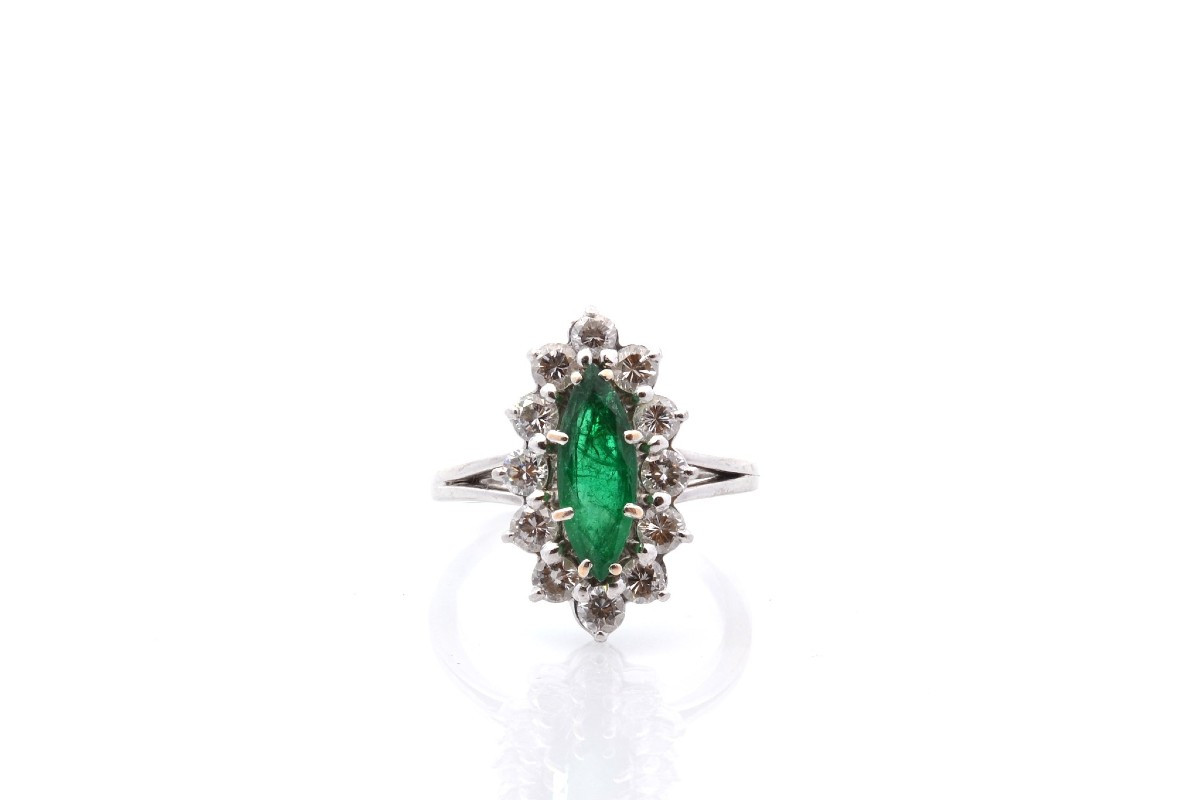 Bague vintage émeraude et diamants-photo-2