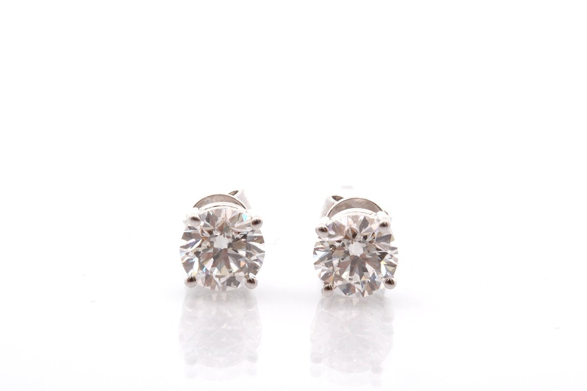 Diamond Stud Earrings, 1.30ct And 1.31ct-photo-2