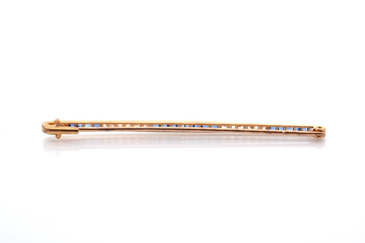 Broche 1920 saphirs et diamants en or-photo-3