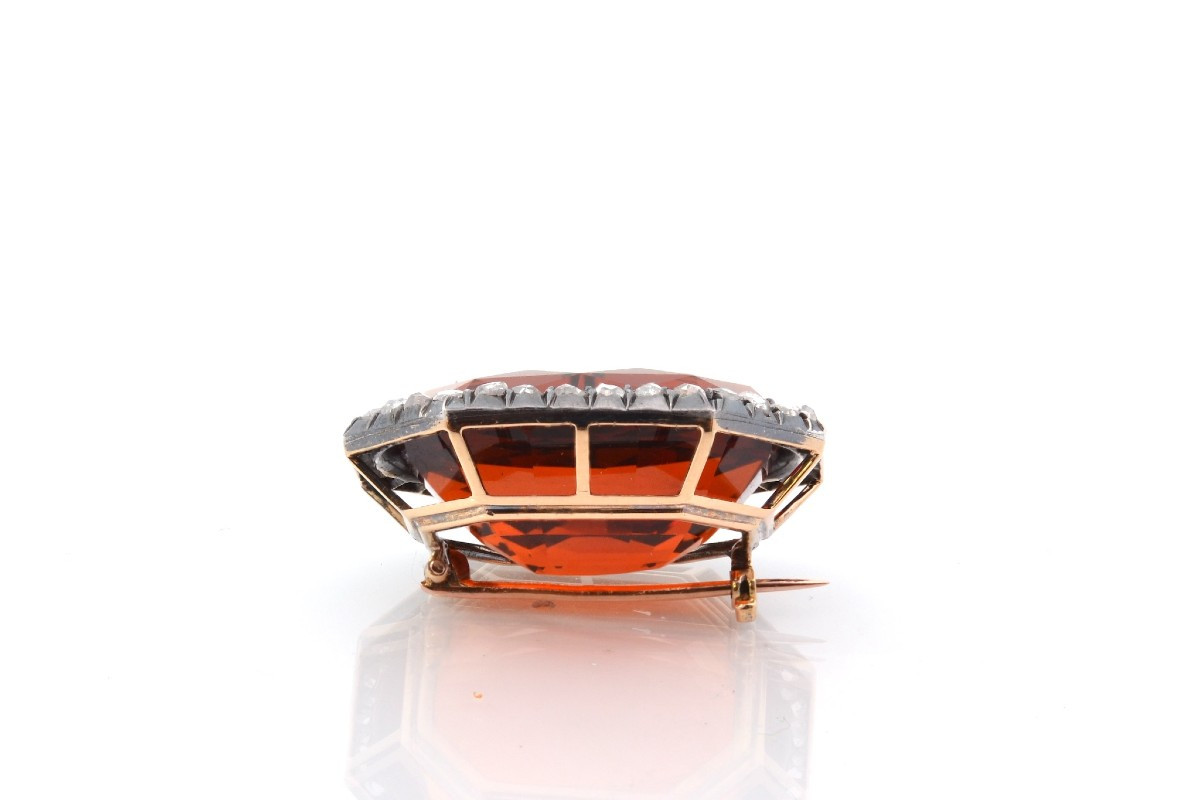 Broche ancienne citrine madère et diamants-photo-3