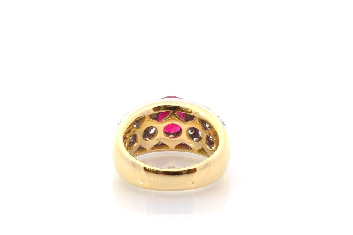Bague rubis et diamants en or et platine-photo-1
