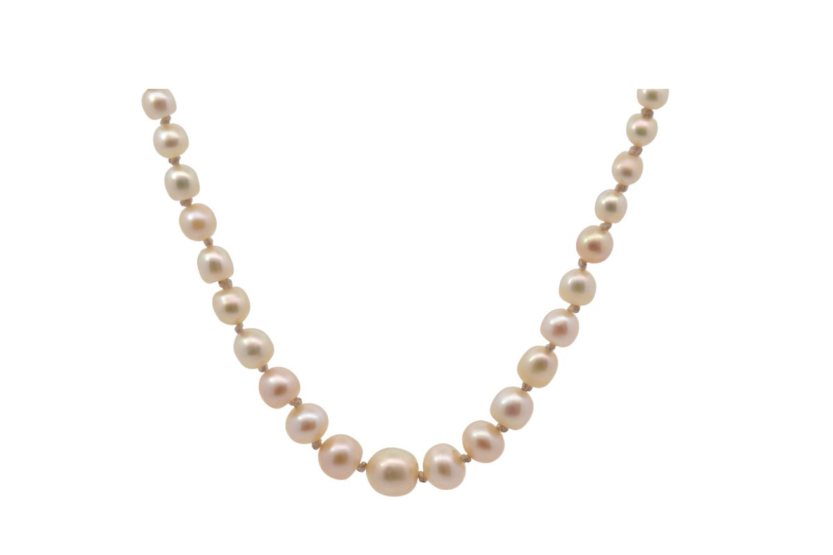 Fine Pearl Necklace With Diamond Clasp-photo-2