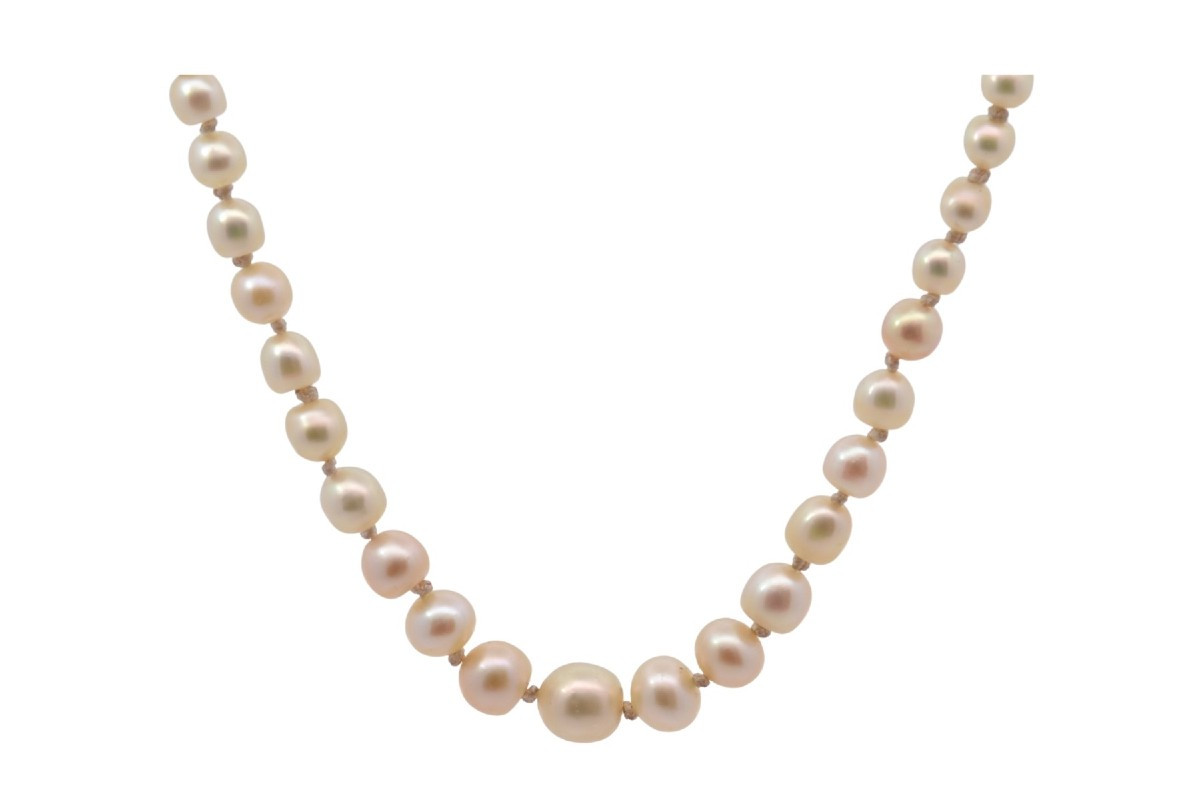 Fine Pearl Necklace With Diamond Clasp