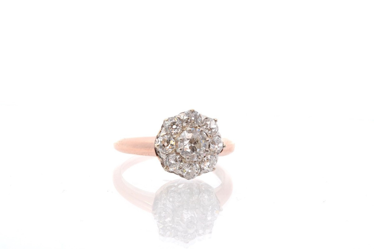 Bague ancienne diamants en or rose 18k-photo-3
