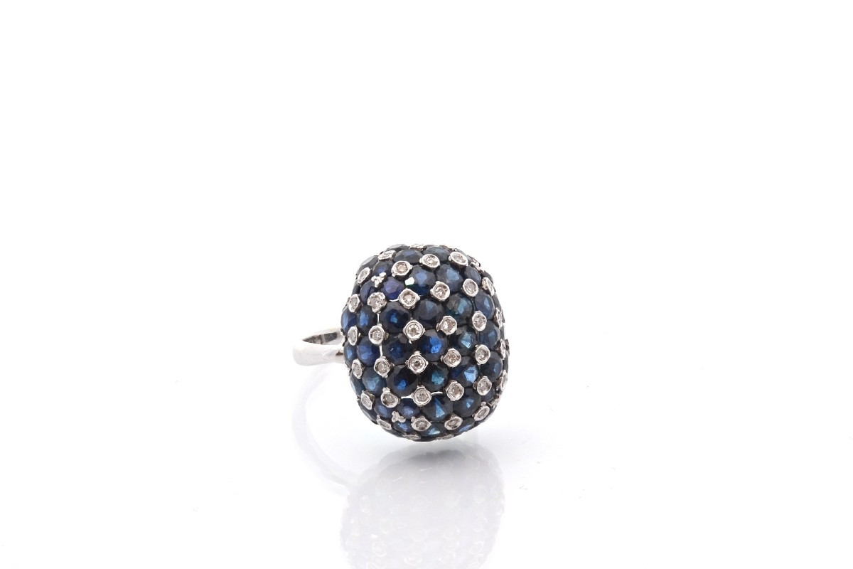 Bague saphirs et diamants en or 18k-photo-3