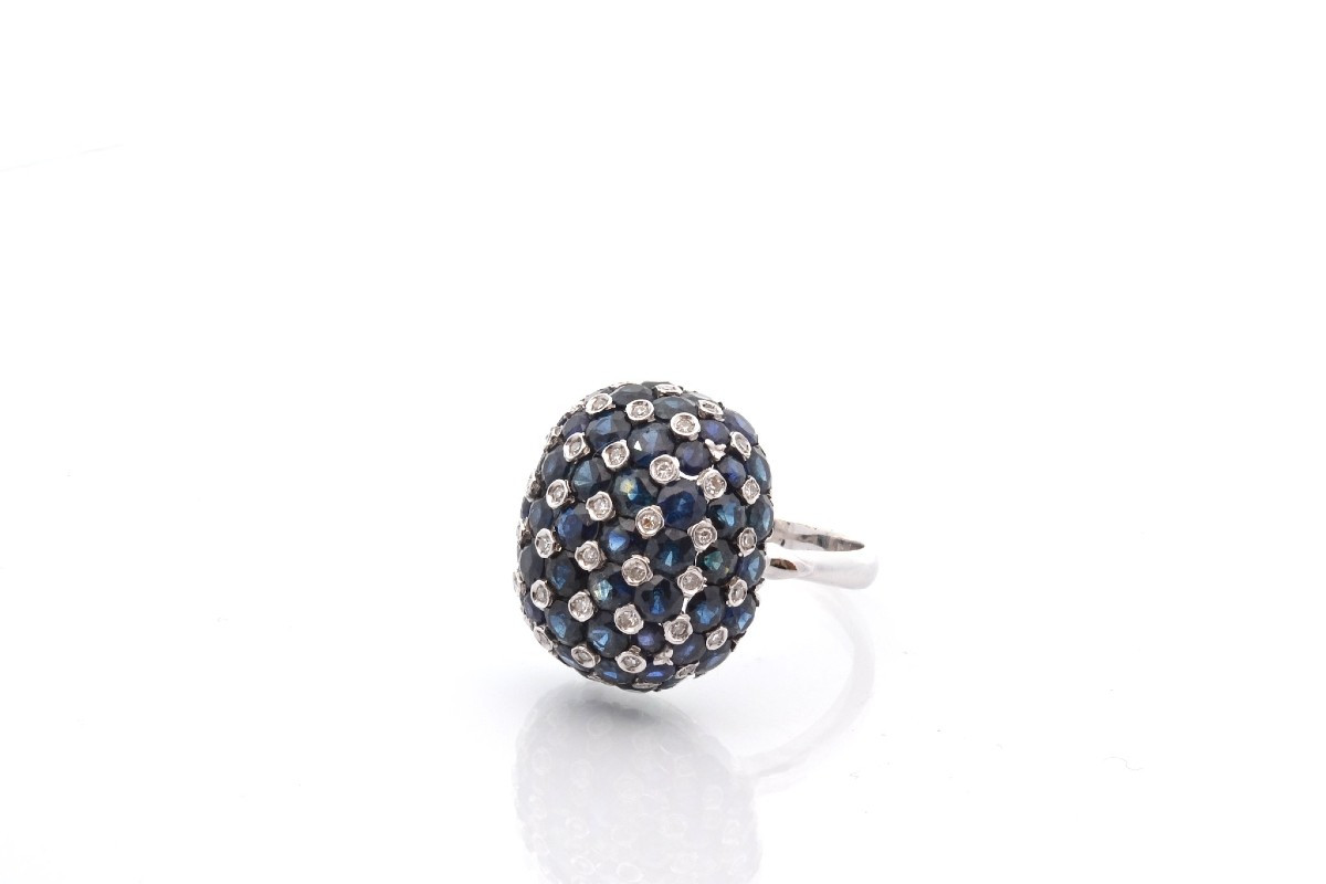 Bague saphirs et diamants en or 18k-photo-4