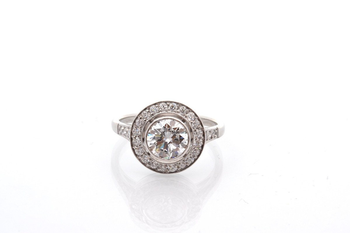 Bague diamant de 1,20cts F/SI1 en platine-photo-2