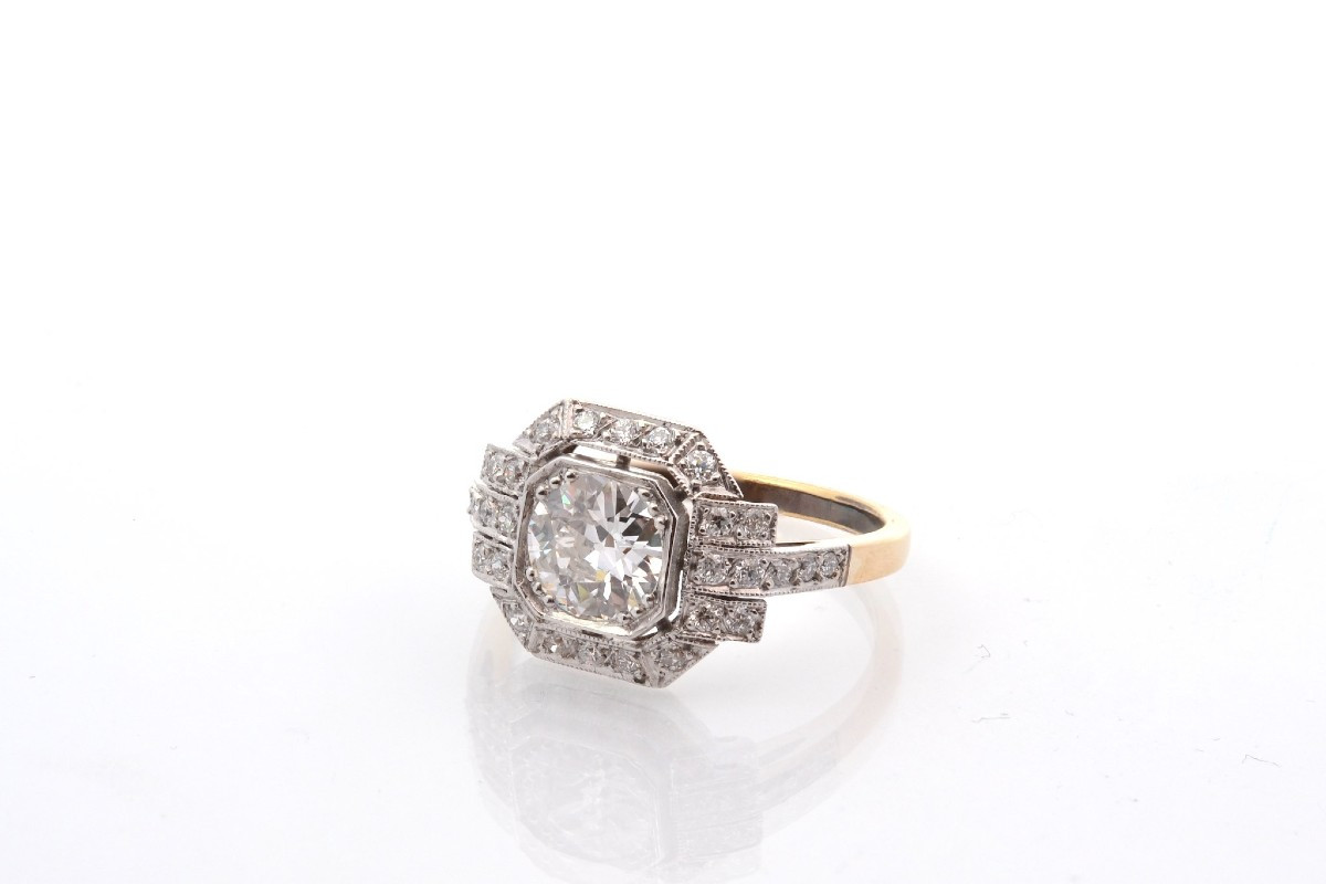 Bague diamant de 1,06cts H/SI2 en or et platine-photo-4
