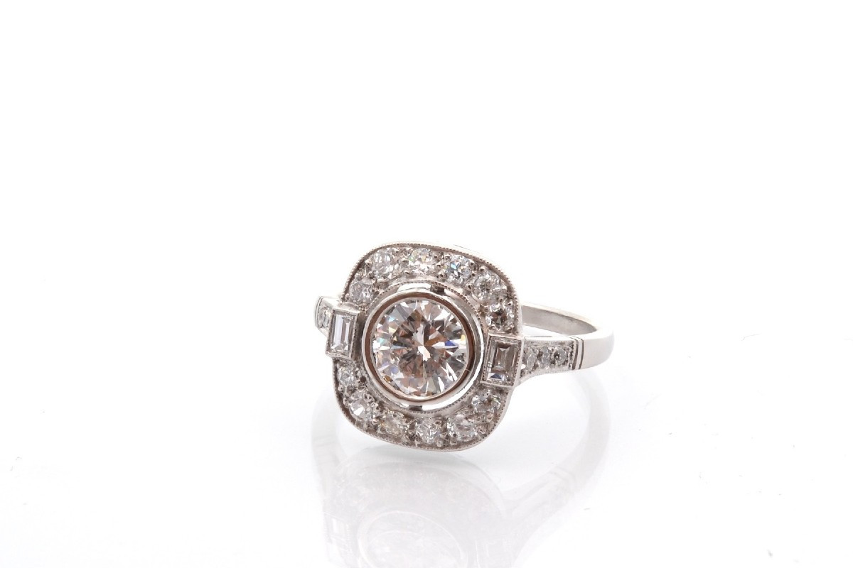 Bague diamant de 0,90ct F/VS1 en platine