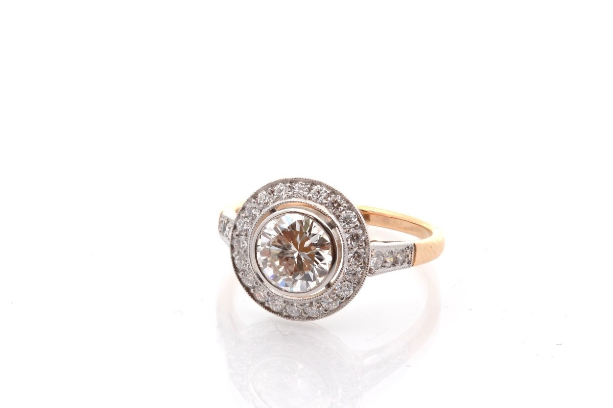 Bague diamant de 1,15cts G/SI2 en or et platine