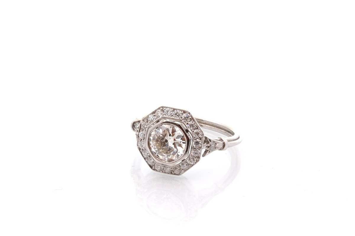 Bague art déco diamants en platine-photo-4