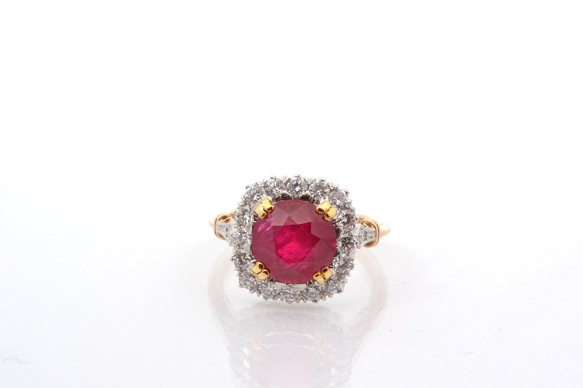 Bague rubis de 3,67cts et diamants-photo-2