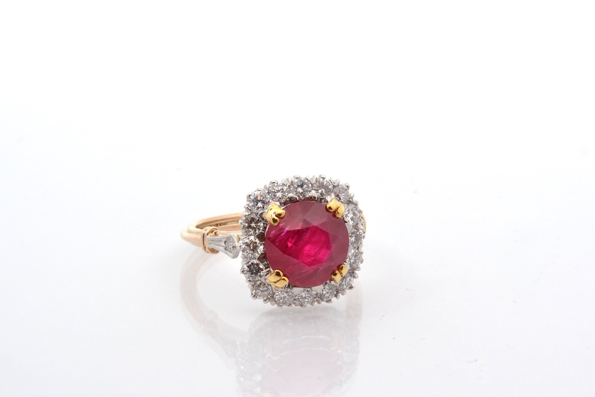 Bague rubis de 3,67cts et diamants-photo-3