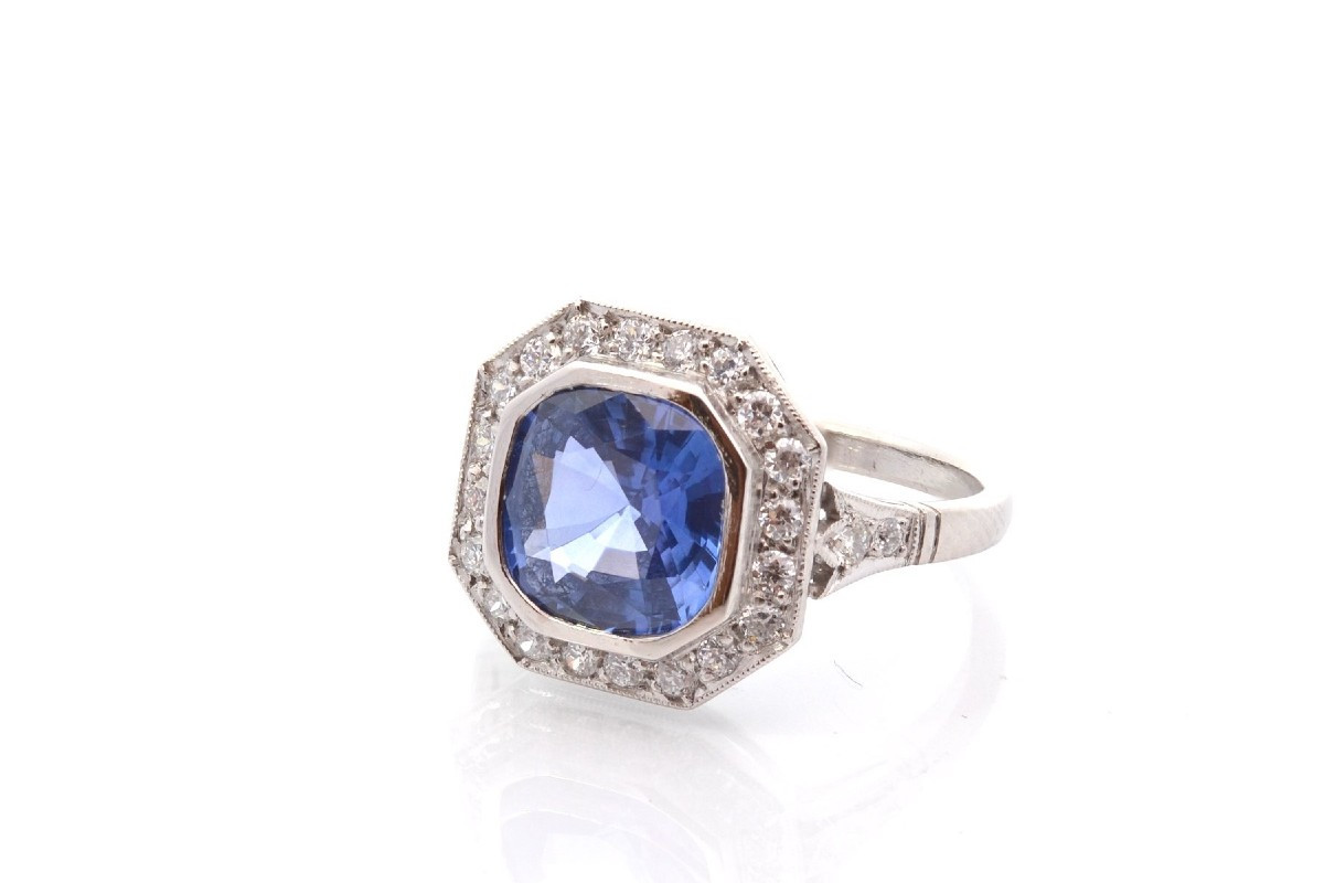 3.48ct Sapphire And Diamond Ring In Platinum