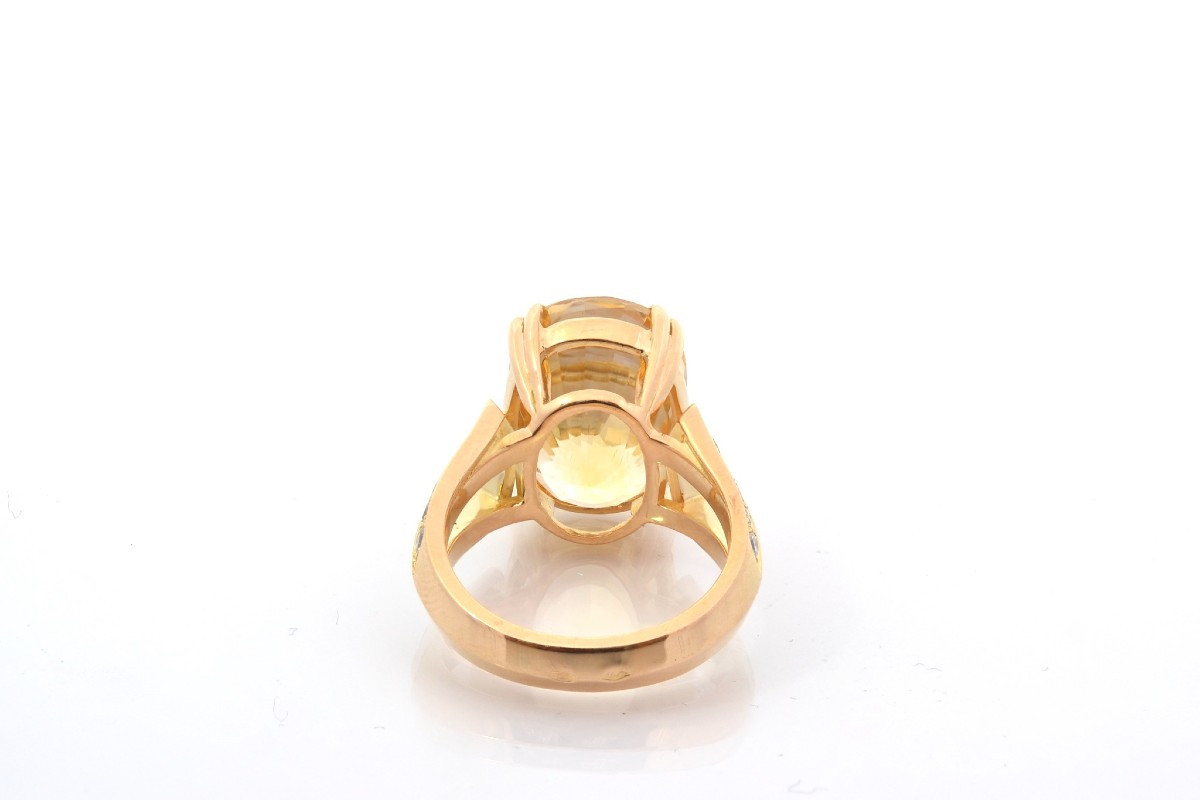 Bague saphir jaune de 14,03cts et diamants-photo-1