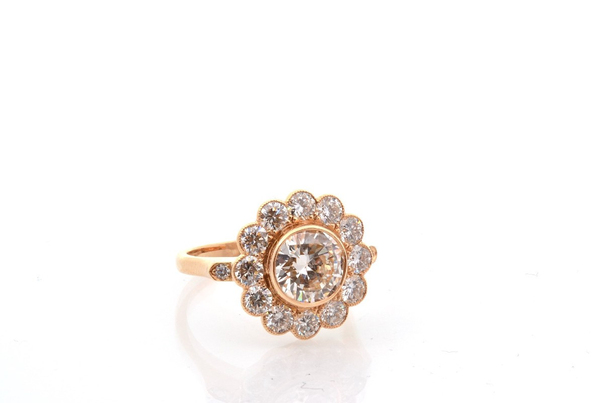 Bague marguerite diamant de 1,47cts I/SI2-photo-3