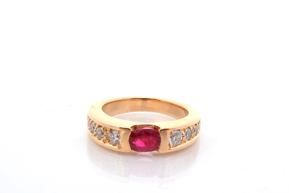 Bague rubis et diamants en or 18k-photo-2