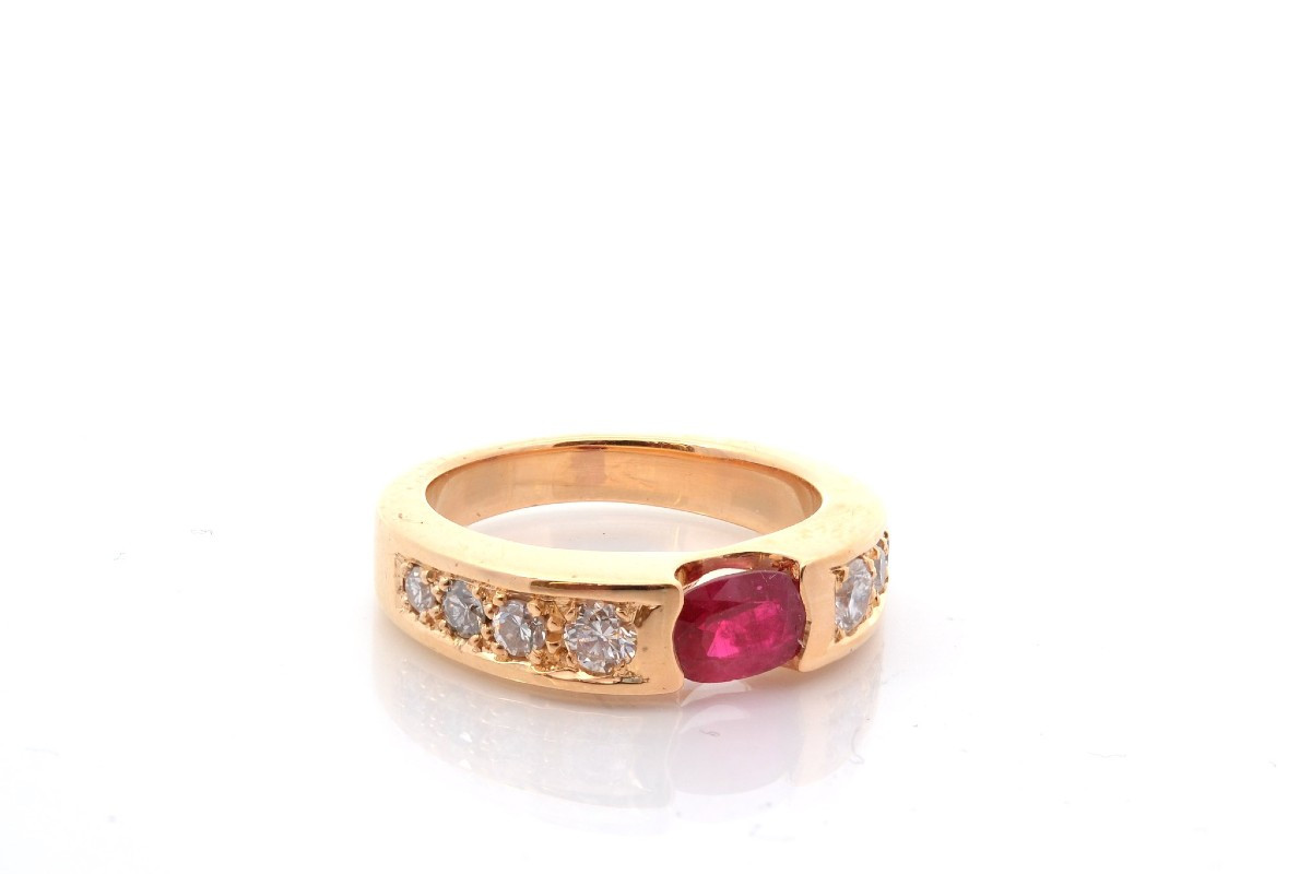 Bague rubis et diamants en or 18k-photo-3
