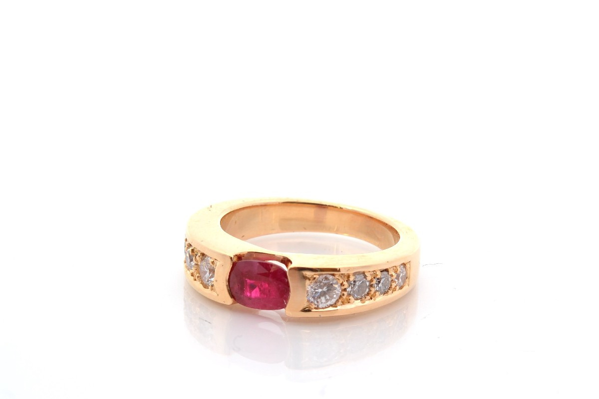 Bague rubis et diamants en or 18k-photo-4