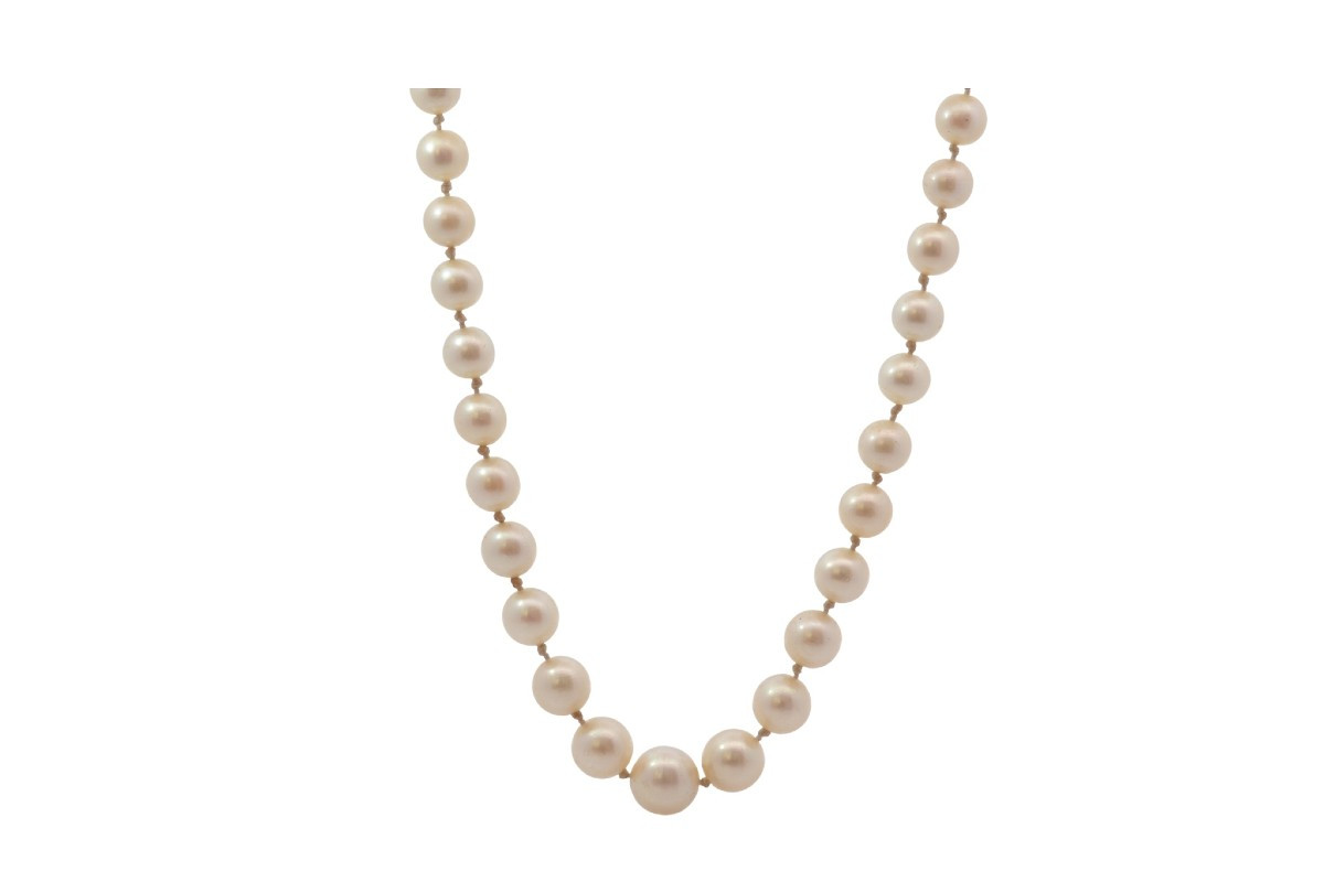 Cultured Pearl Necklace With Yellow Gold Clasp-photo-2