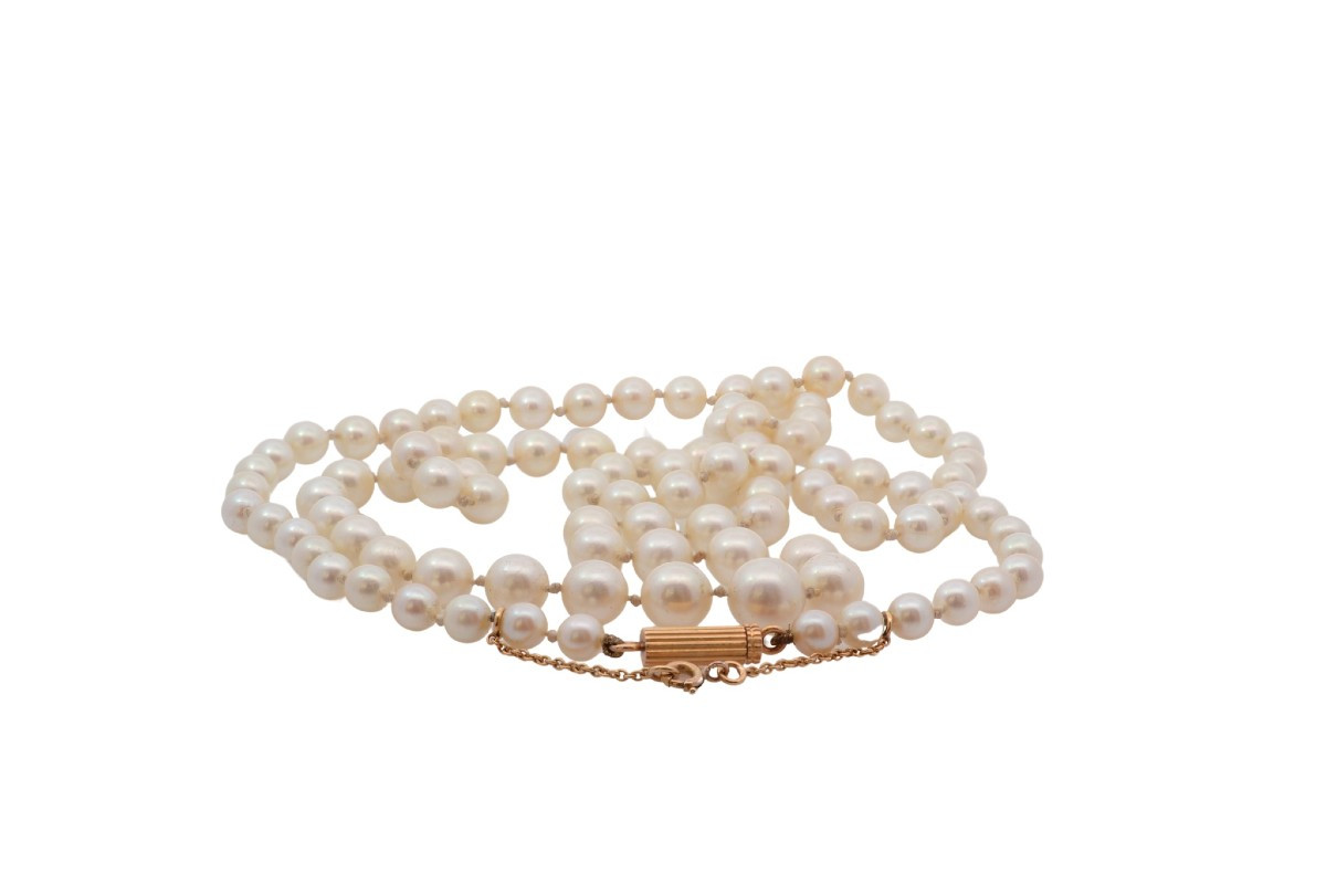 Cultured Pearl Necklace With Yellow Gold Clasp-photo-3